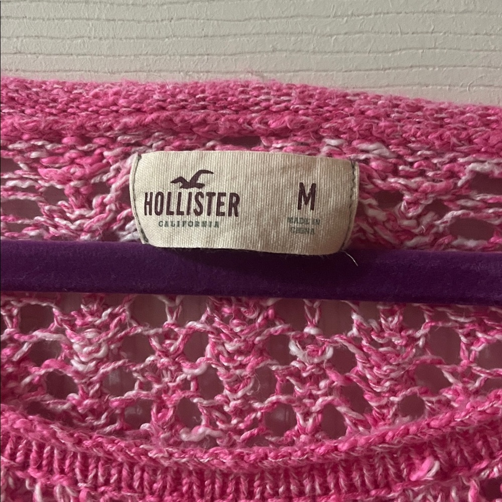 Hollister Pink Open-Knit Women's Sweater - Picture 2 of 4